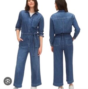 Gap Denim Utility Jumpsuit Medium Indigo with Belt Size 14